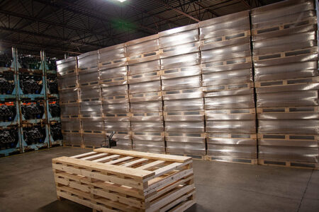 custom pallets in warehouse