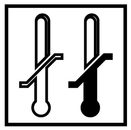 Temperature range shipping symbol
