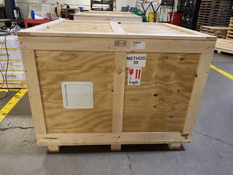 large wooden crate ready to be shipped
